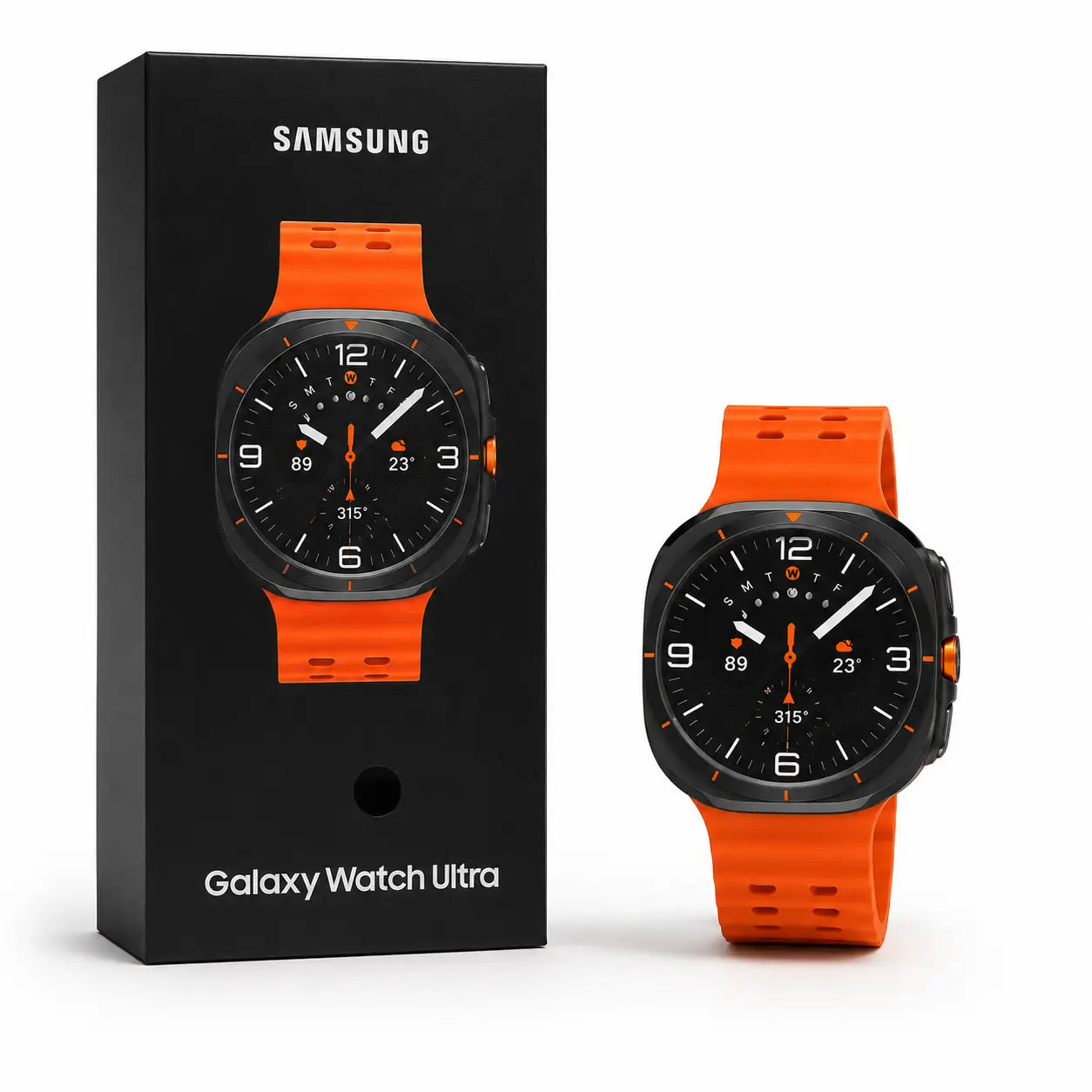 Samsung Galaxy Watch Ultra smartwatch with orange sport band — available in Lebanon