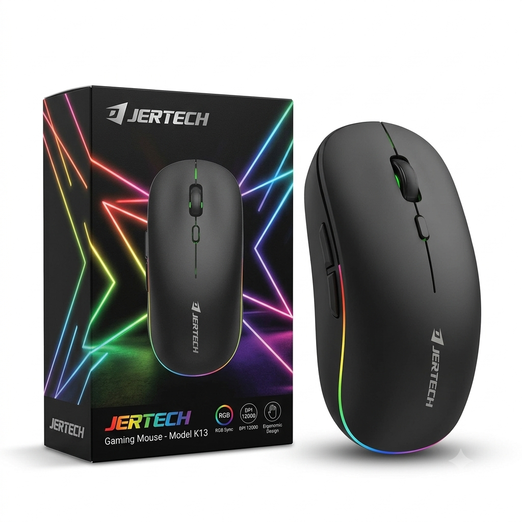 JERTECH Krait JR3 wireless mouse in black — Bluetooth and 2.4GHz rechargeable silent mouse available in Lebanon