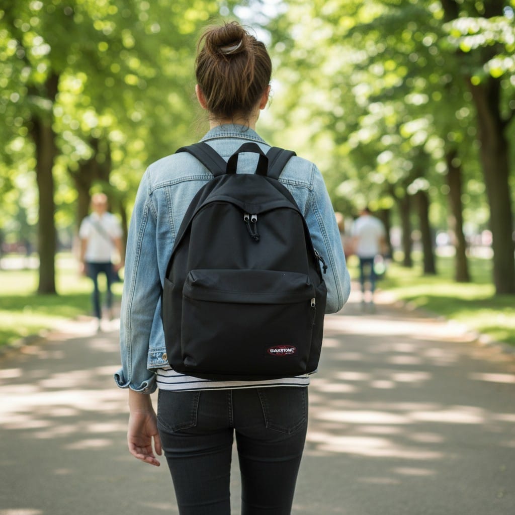 Black Graphic Sport Backpack with Bottle Pocket