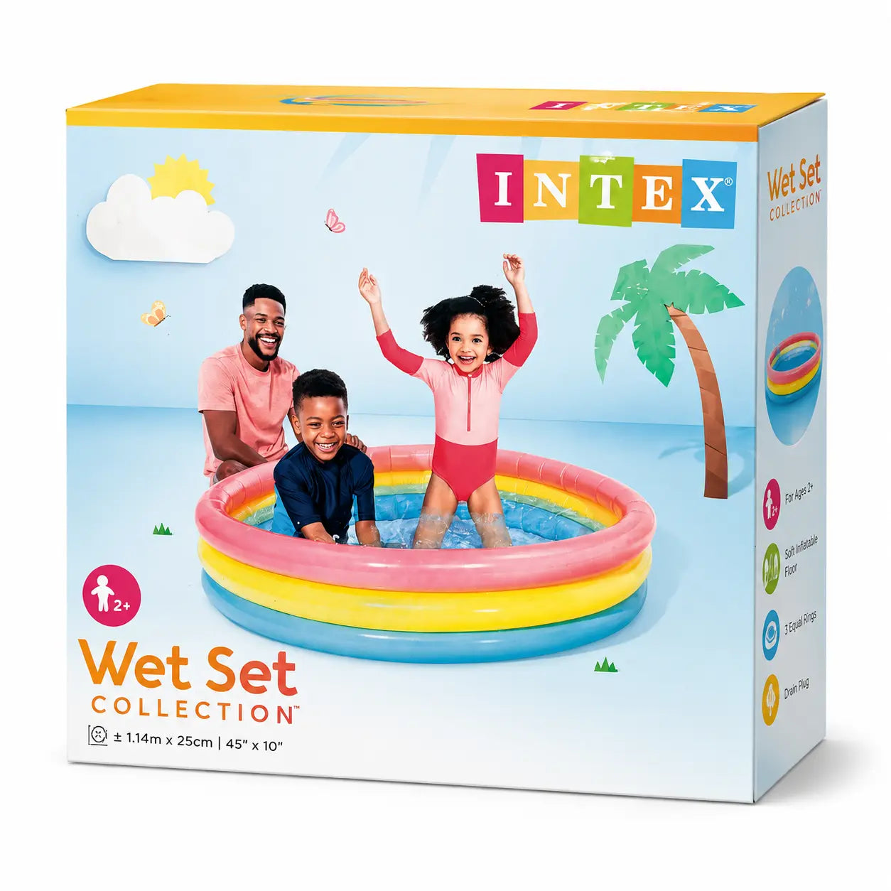 INTEX Wet Set Inflatable Kids Pool โ Rainbow Family Paddling Pool 114cm x 25cm
