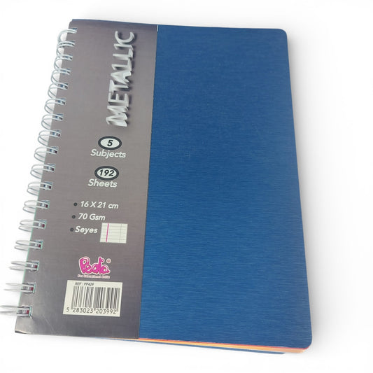 Metallic Spiral Notebook – 5 Subjects (A5)