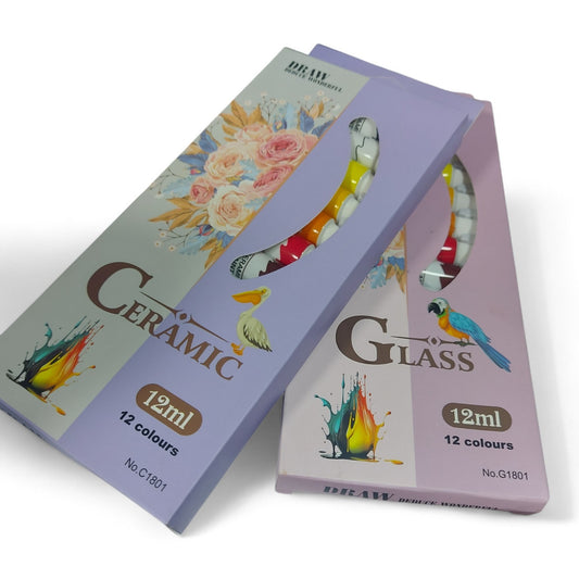 Ceramic & Glass Paint Set – 12 Colors (12ml Bottles)