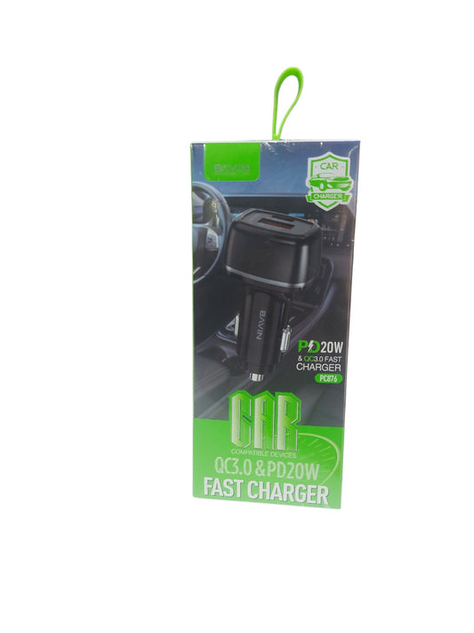 BAVIN Car Fast Charger QC 3.0 & PD 20W – Dual Output