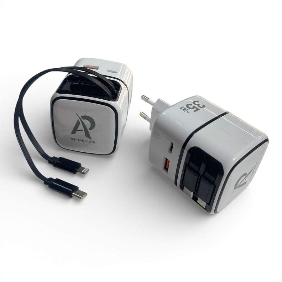 35W Fast Charger with Retractable Cable Type-C + Lightning Lebanon