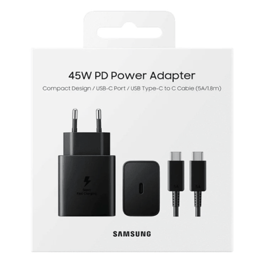 Samsung 45W PD Fast Charger Set – USB-C Adapter + USB-C to USB-C Cable (5A)