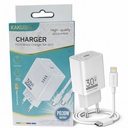 Kakusiga PD 30W Fast Charger Set (EU) – USB-C Adapter + Cable