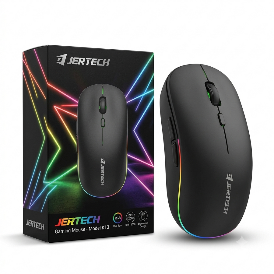 JERTECH Krait JR3 wireless mouse in black — Bluetooth and 2.4GHz rechargeable silent mouse available in Lebanon