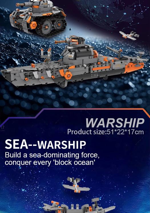 3-in-1 Military Building Kit – Tank, Ship & Transport Vehicle Set