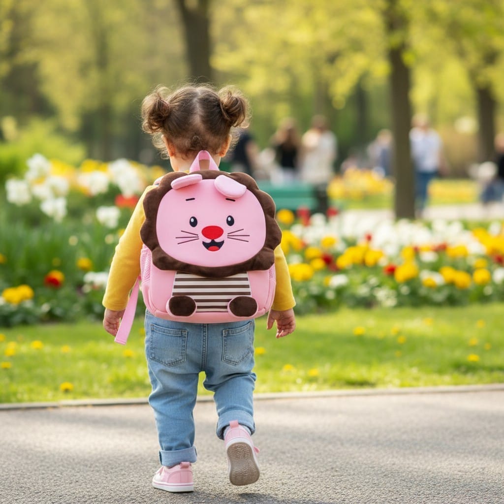 Pink Lion Plush Backpack