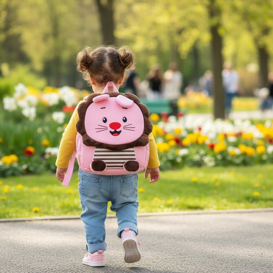 Pink Lion Plush Backpack