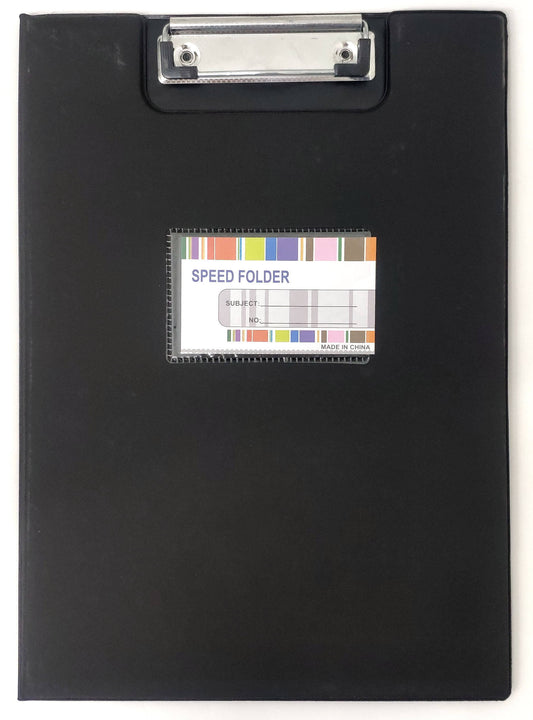 A4 Clipboard Folder with Metal Clip – Black Speed Folder