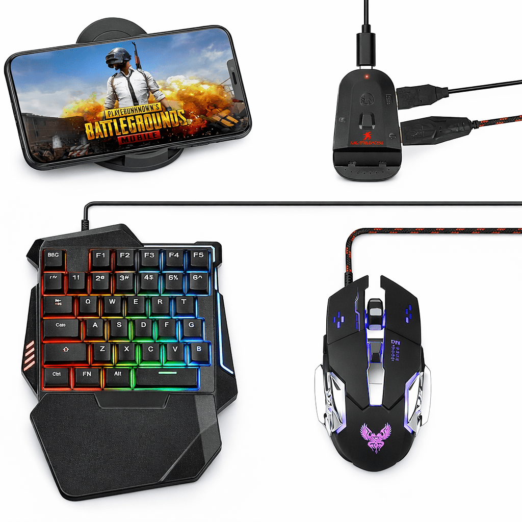 Jertech GK5-01 Gaming Combo  5-in-1 One-Hand RGB Keyboard Gaming Mouse Converter & Mobile Gaming Set Lebanon