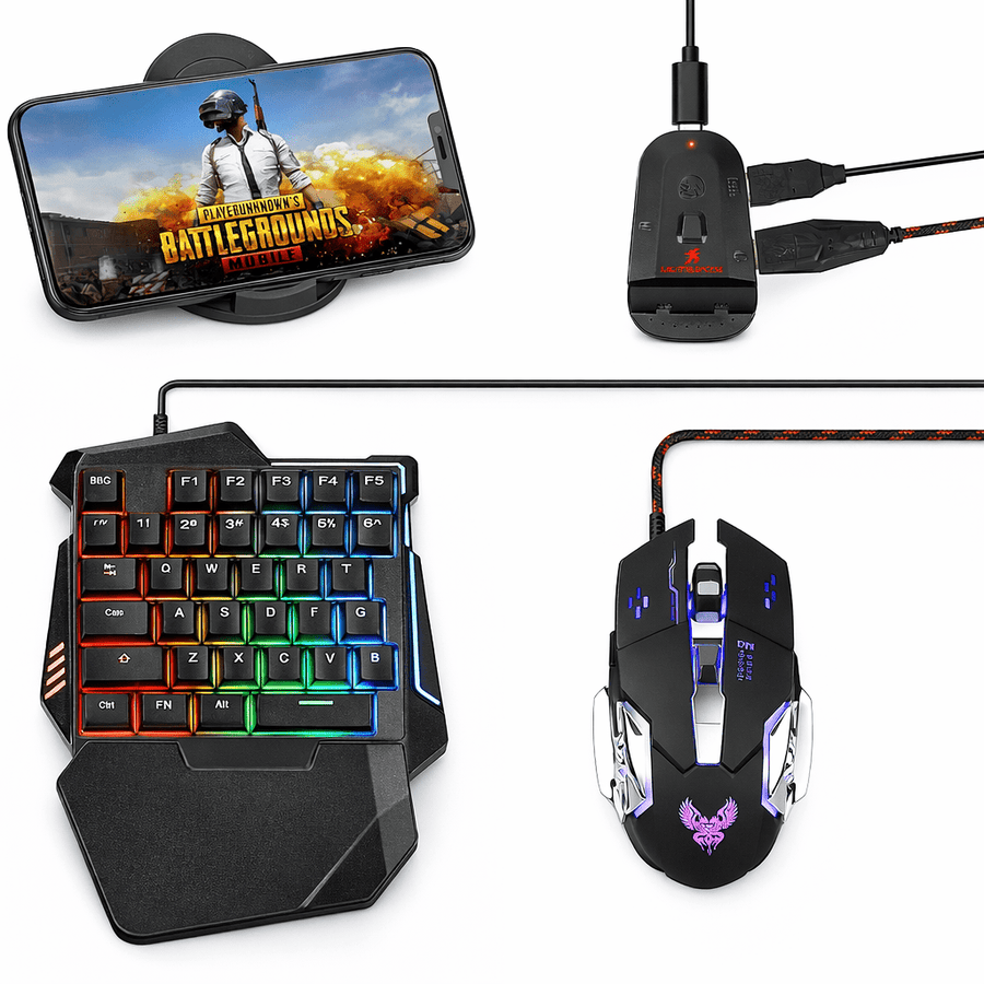 Jertech GK5-01 Gaming Combo  5-in-1 One-Hand RGB Keyboard Gaming Mouse Converter & Mobile Gaming Set Lebanon