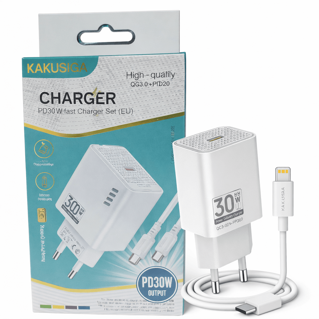 Kakusiga PD 30W Fast Charger Set EU  USB-C Adapter + Cable Lebanon