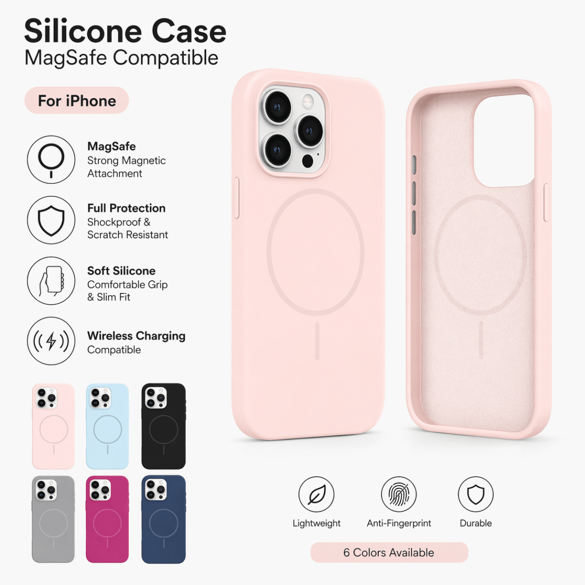 MagSafe Silicone Case for iPhone – Shockproof Slim Cover Lebanon