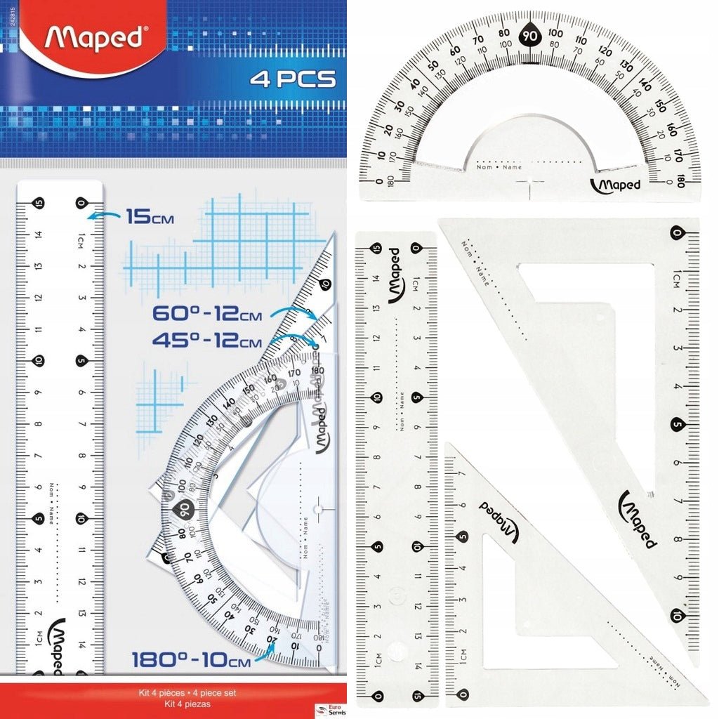 Maped Geometry Set  4 Pieces 15 cm Ruler & Protractor Lebanon