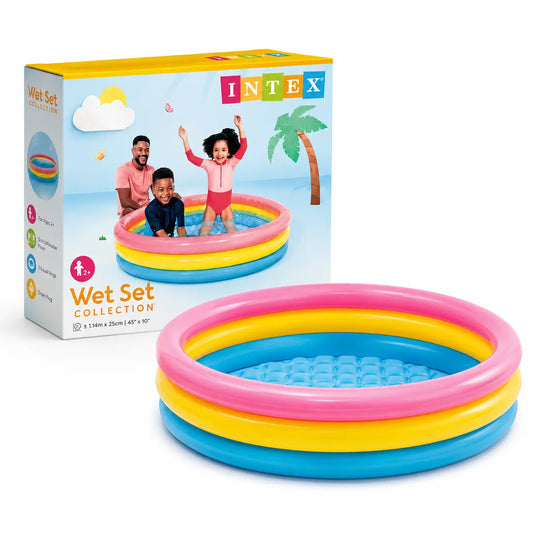 INTEX Wet Set Inflatable Kids Pool – Rainbow Family Paddling Pool 114cm x 25cm