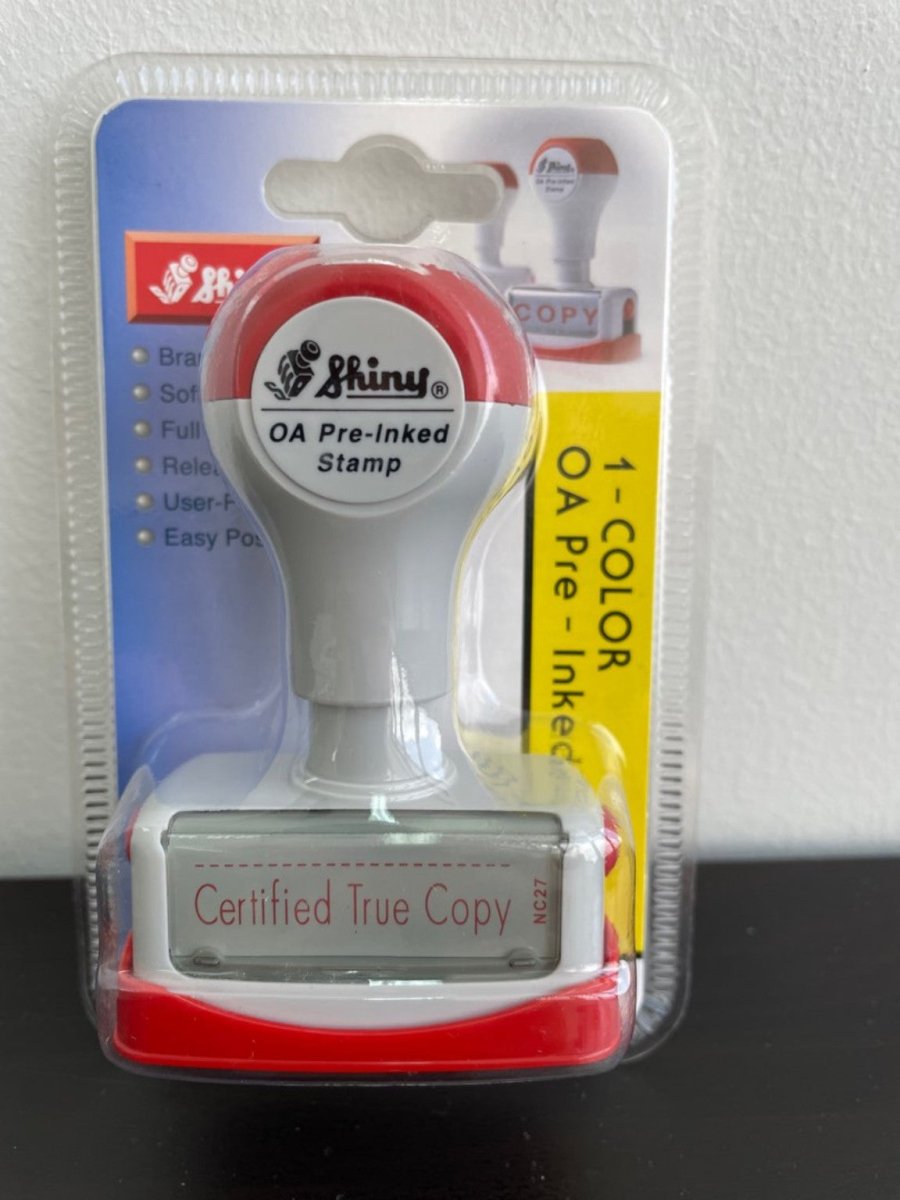 Shiny OA Pre-Inked Stamp  Certified True Copy Red Ink Lebanon
